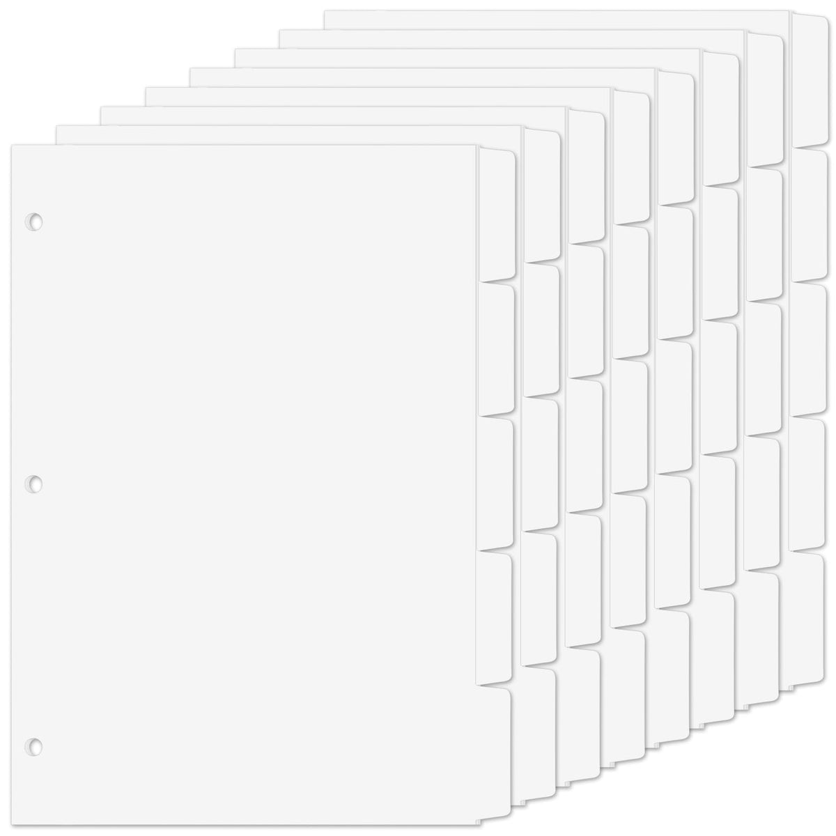 Binder Dividers for 3 Ring Binder, 1/5 Cut Tabs, Letter Size Blank Dividers