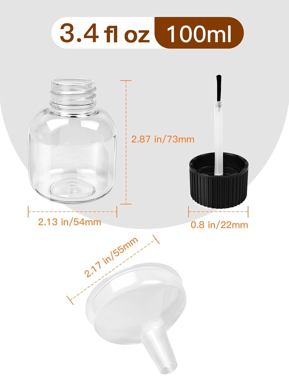 15Pc x 3.4oz Empty Glue Bottles with Brush, Refillable Glue Jar with Brush Applicator for Arts and Crafts - Clear School Glues Bottles Bulk for Classroom & Craft Supplies with Funnel