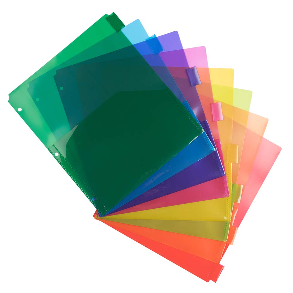 JAM PAPER Plastic Index 5-Tab Dividers - 9 3/4 x 11 1/2 - Assorted Multi-Color - 6 Packs of 5 Tabs/Set