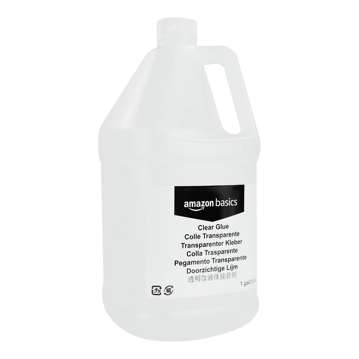 Amazon Basics All Purpose Washable School Classroom Liquid Glue, Great for Making Slime, No-Run Formula, 1 Gallon Bottle, 2-Pack, White