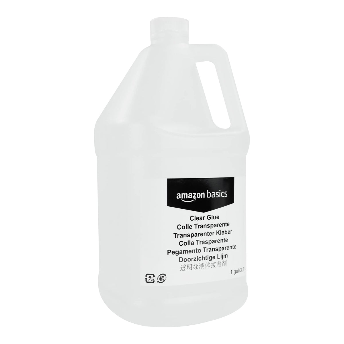 Amazon Basics 1/2 Gallon Clear & White Craft Glue Combo for Making Slime, Washable Home and School Art Crafts, Transparent/White, 64 fl oz