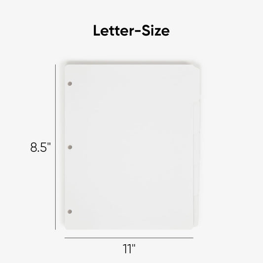 Smead White Binder Index Dividers, 3 Ring Binder Dividers with Tabs, 5-Tab