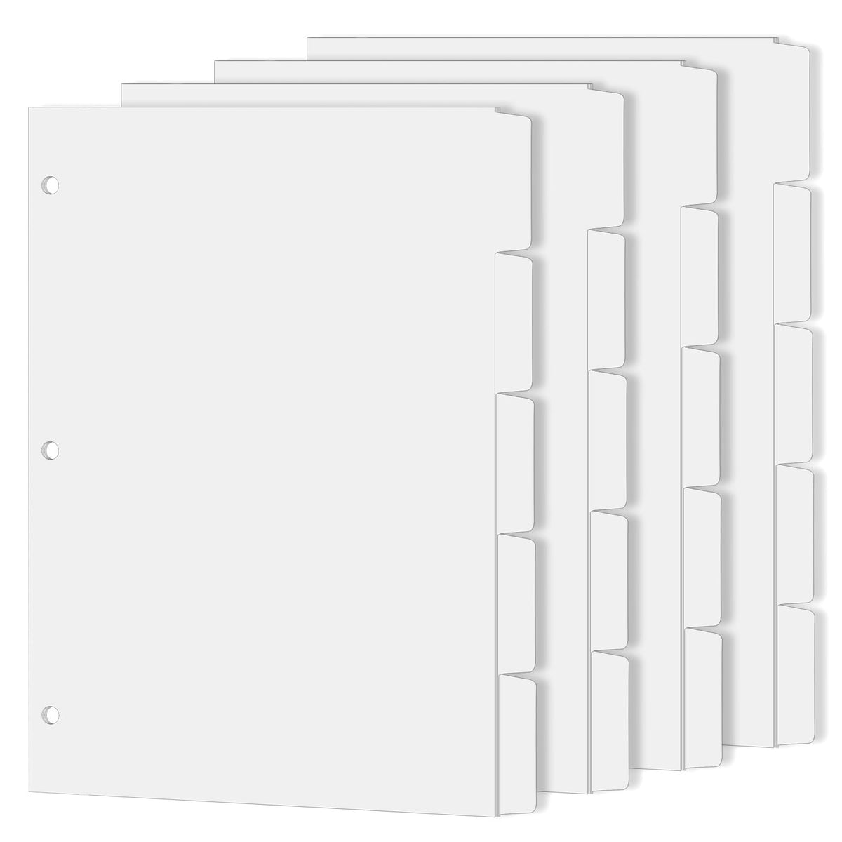 Binder Dividers for 3 Ring Binder, 1/5 Cut Tabs, Letter Size Blank Dividers