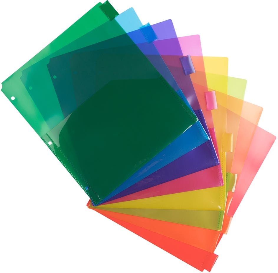JAM PAPER Plastic Index 5-Tab Dividers - 9 3/4 x 11 1/2 - Assorted Multi-Color - 6 Packs of 5 Tabs/Set