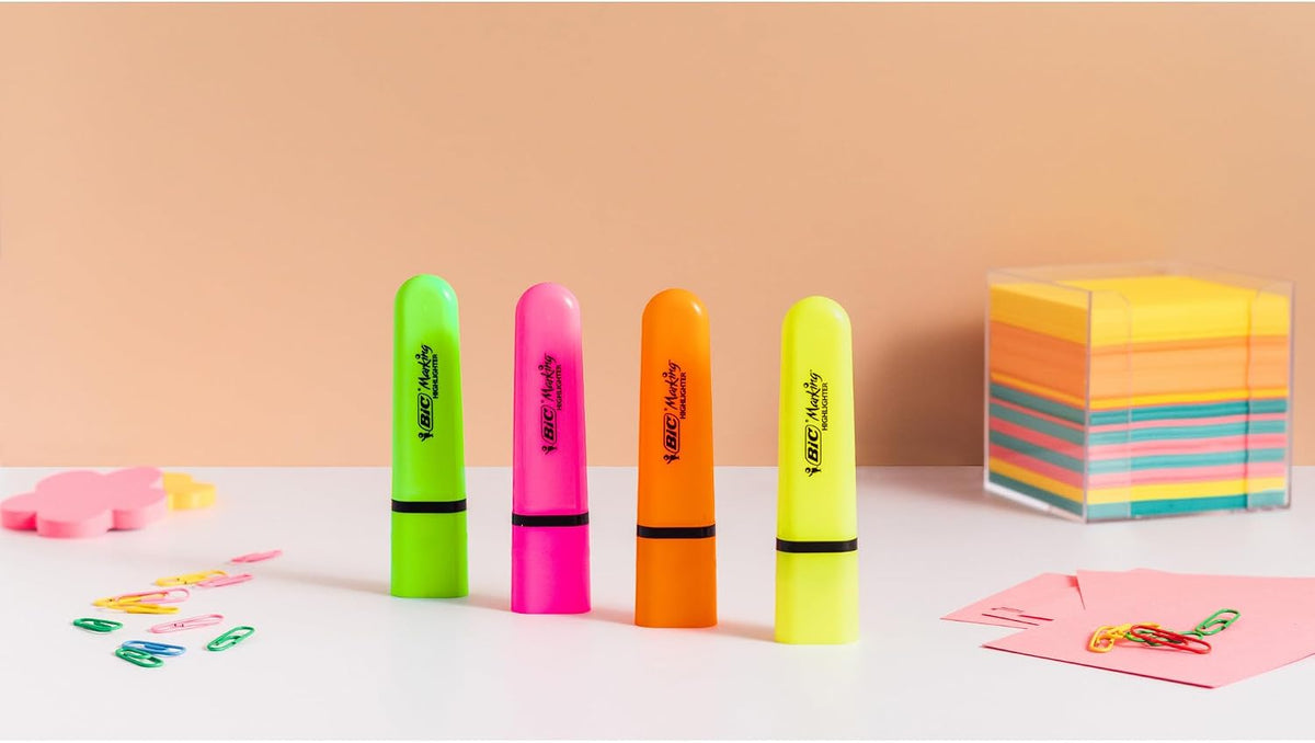 BIC Highlighter Highlighters Flat - Intense and Pastel Colours, Assorted, Pack of 10