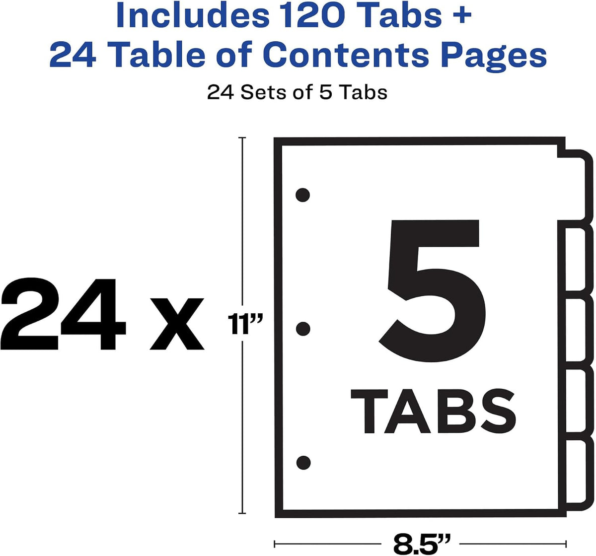 Avery Ready Index Table of Contents Dividers, 5-Tab, Color, 24 Sets