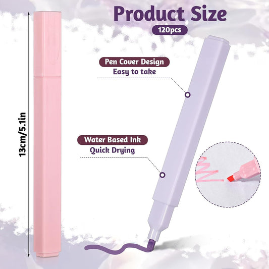 120 Pcs Bible Highlighters Aesthetic, Chisel Tip Cute