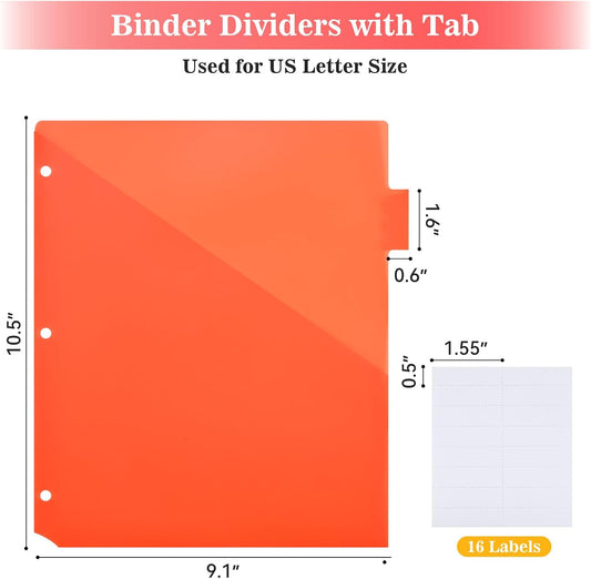 SUQJOY Binder Index Dividers with Tabs, 48 Count 3 Ring Binder Dividers with Pockets, 8 Tab Dividers for 3 Ring Binder, Plastic Sheet Protectors for US Letter Size, 8 Color Tab Dividers,6 Packs