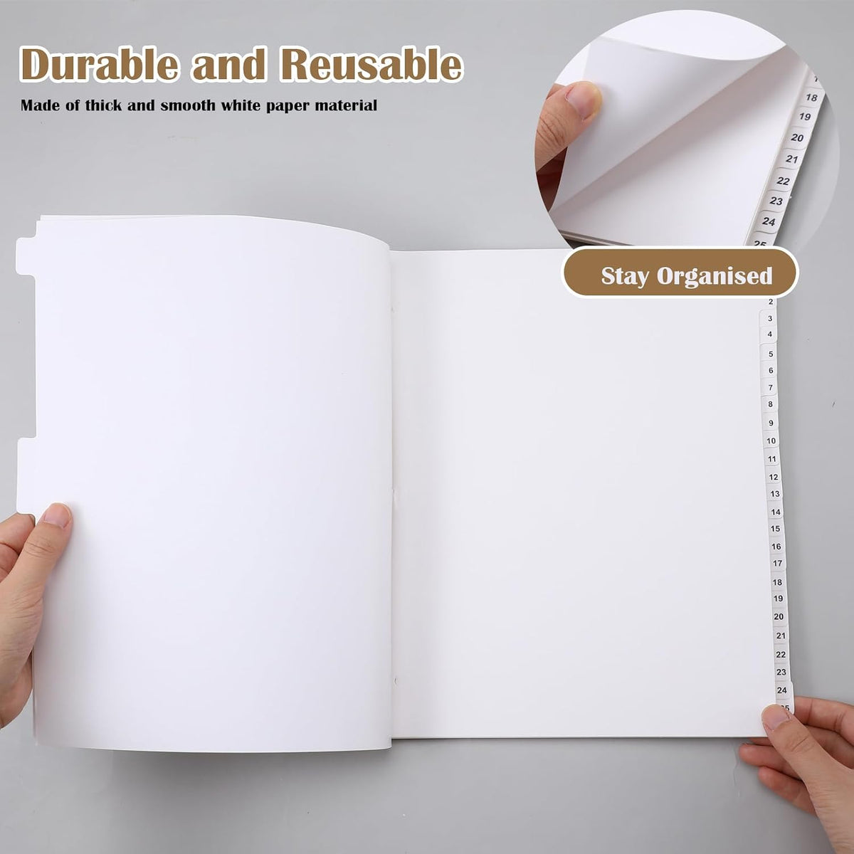 Yeaqee 1-200 Numbered Tab Un Punched Letter Size Divider, White, 1 Set