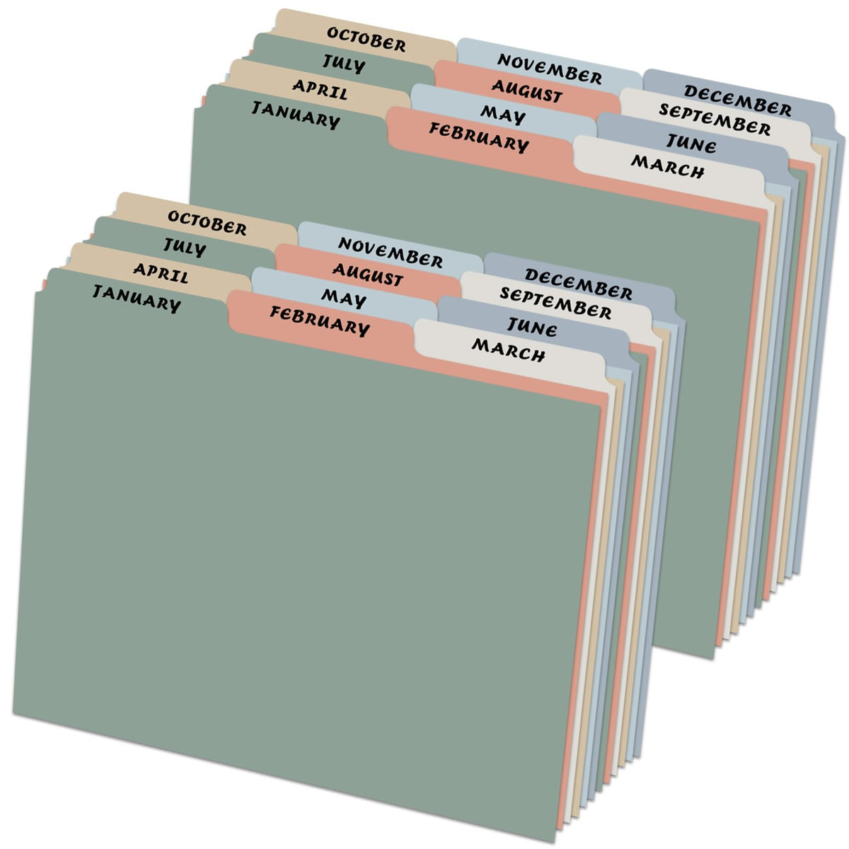 gisgfim 12 Top‑Tab Monthly File Guides, Jan‑Dec Dividers, Pastel