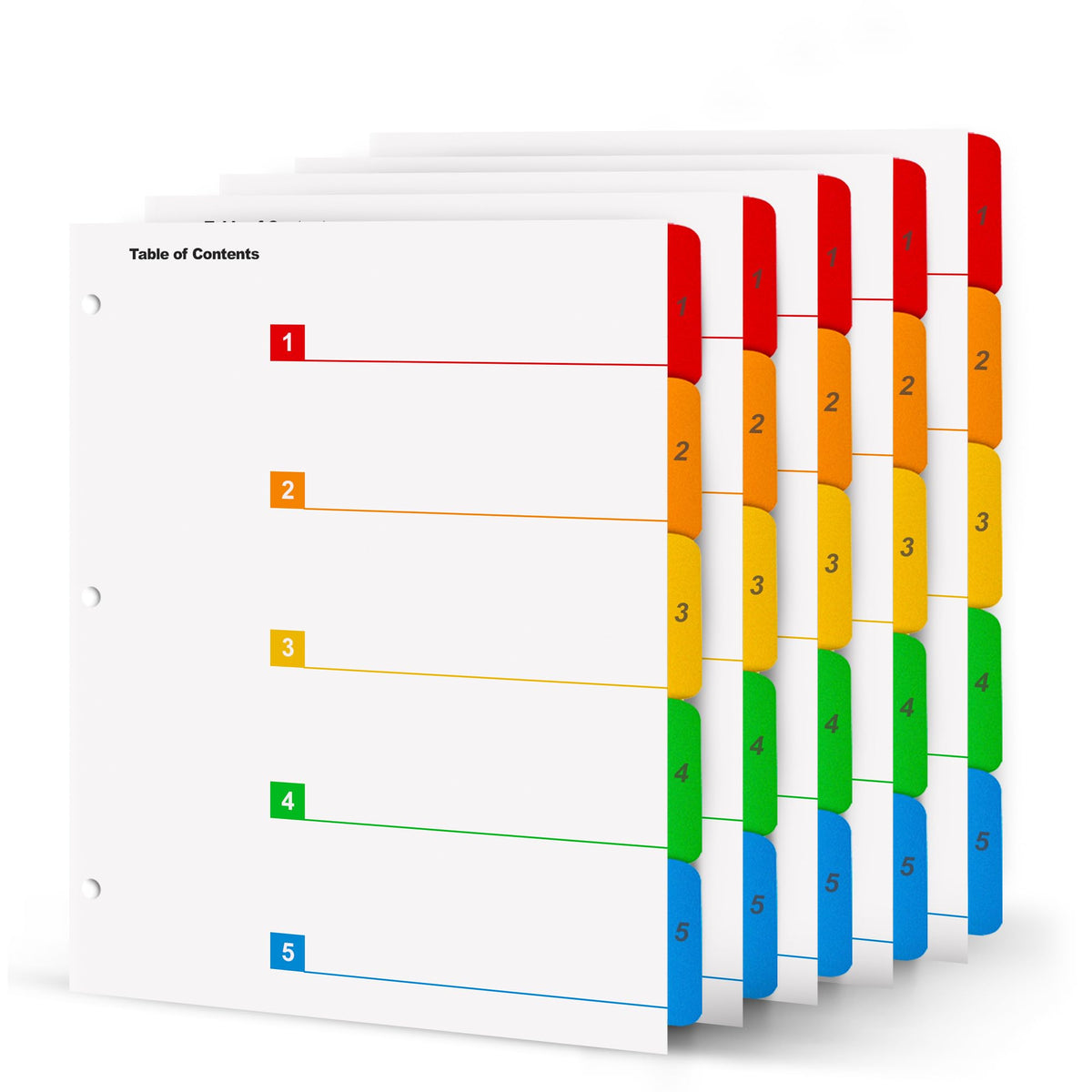 Tab Dividers for 3 Ring Binders – 6 Sets, 1–31 Numbered Index Dividers with Table of Contents – 8.5 x 11 in, 3-Hole Punched – Binder Dividers for School, Office, Filing, Organizing - 6 Pack
