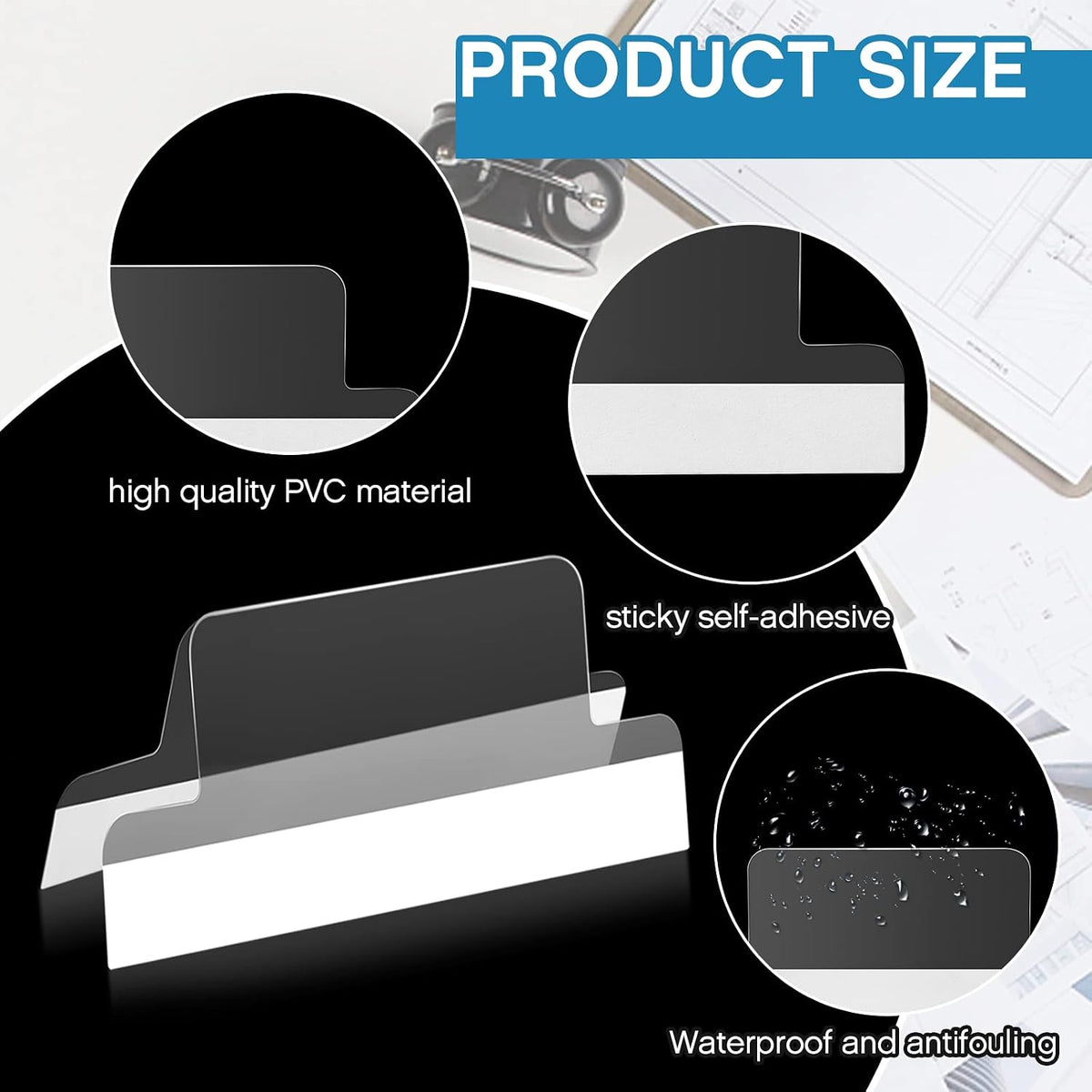 Gueevin 100 Pieces Self Adhesive Insertable Tab Dividers, 1 Inch Clear Tabs
