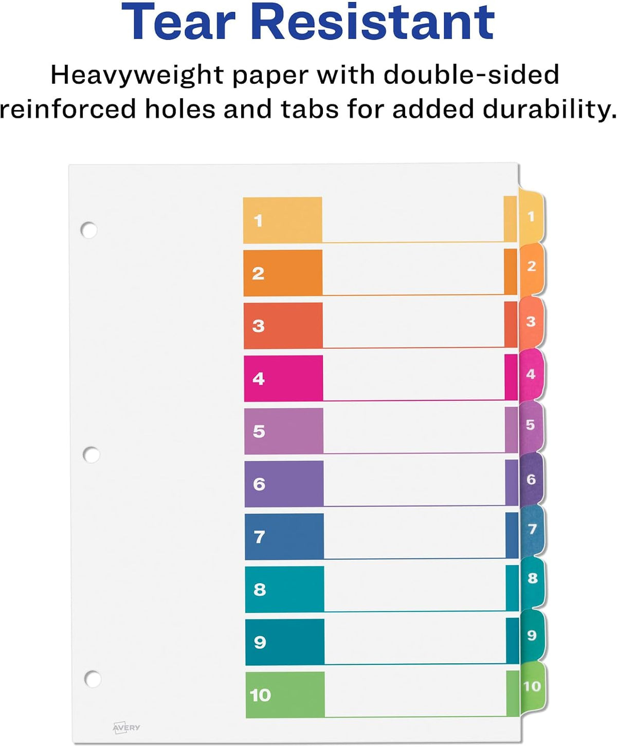 Avery® Table of Contents Dividers, 10-Tab, Multicolor, 24 Sets