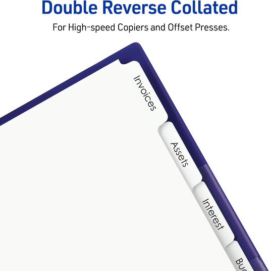 Avery 5-Tab Copier Dividers, Unpunched, White, 30 Sets