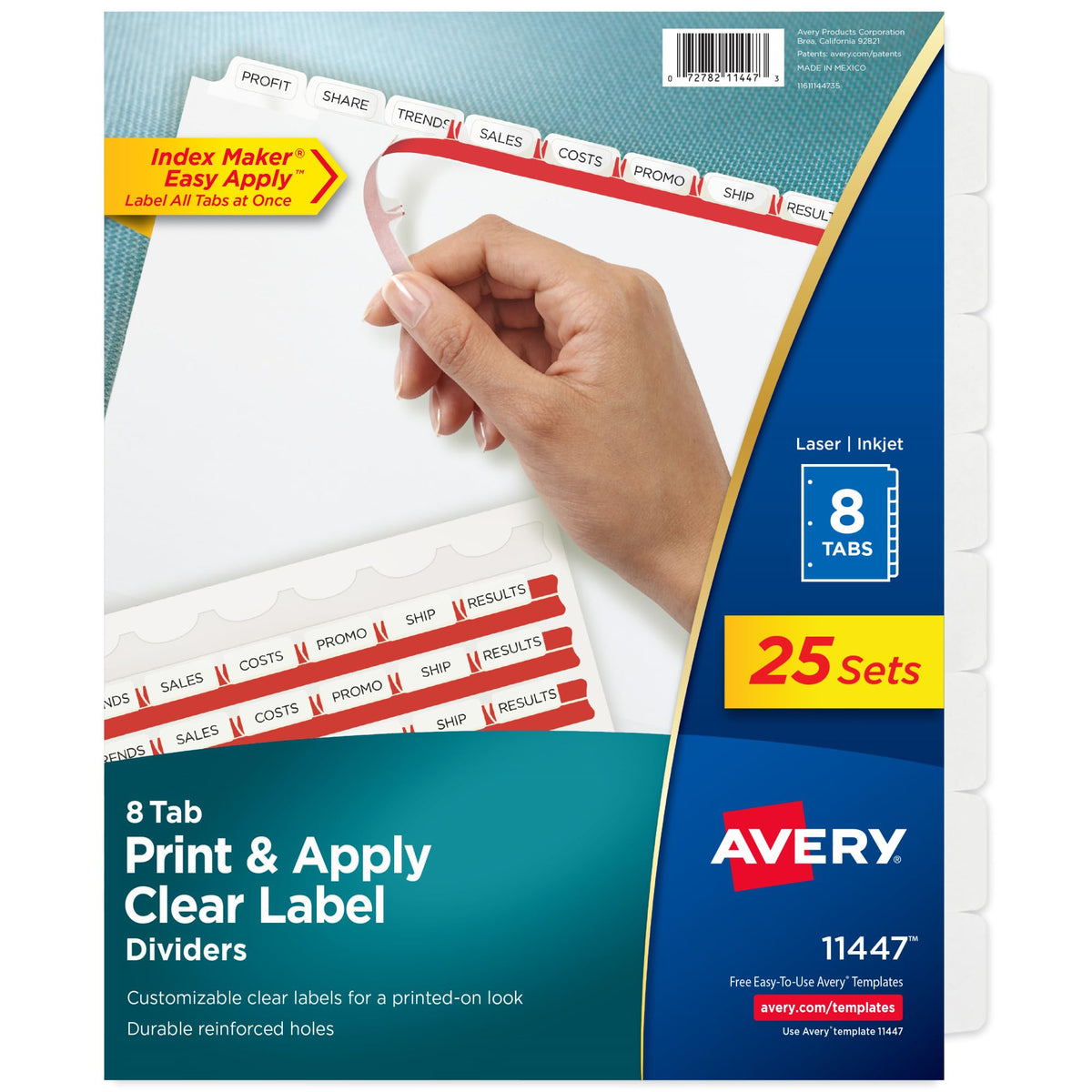 Avery Index Maker Clear Label Dividers, 5-Tab, White, 5 Sets