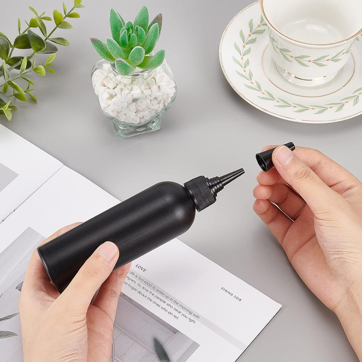BENECREAT 16Pcs 120ml/4.06oz Black Plastic Squeeze Bottles, Squeeze Condiment Bottles with 2Pcs Funnels and 10Pcs Transfer Pipettes for Ink Tattoo Liquid Painting Glue