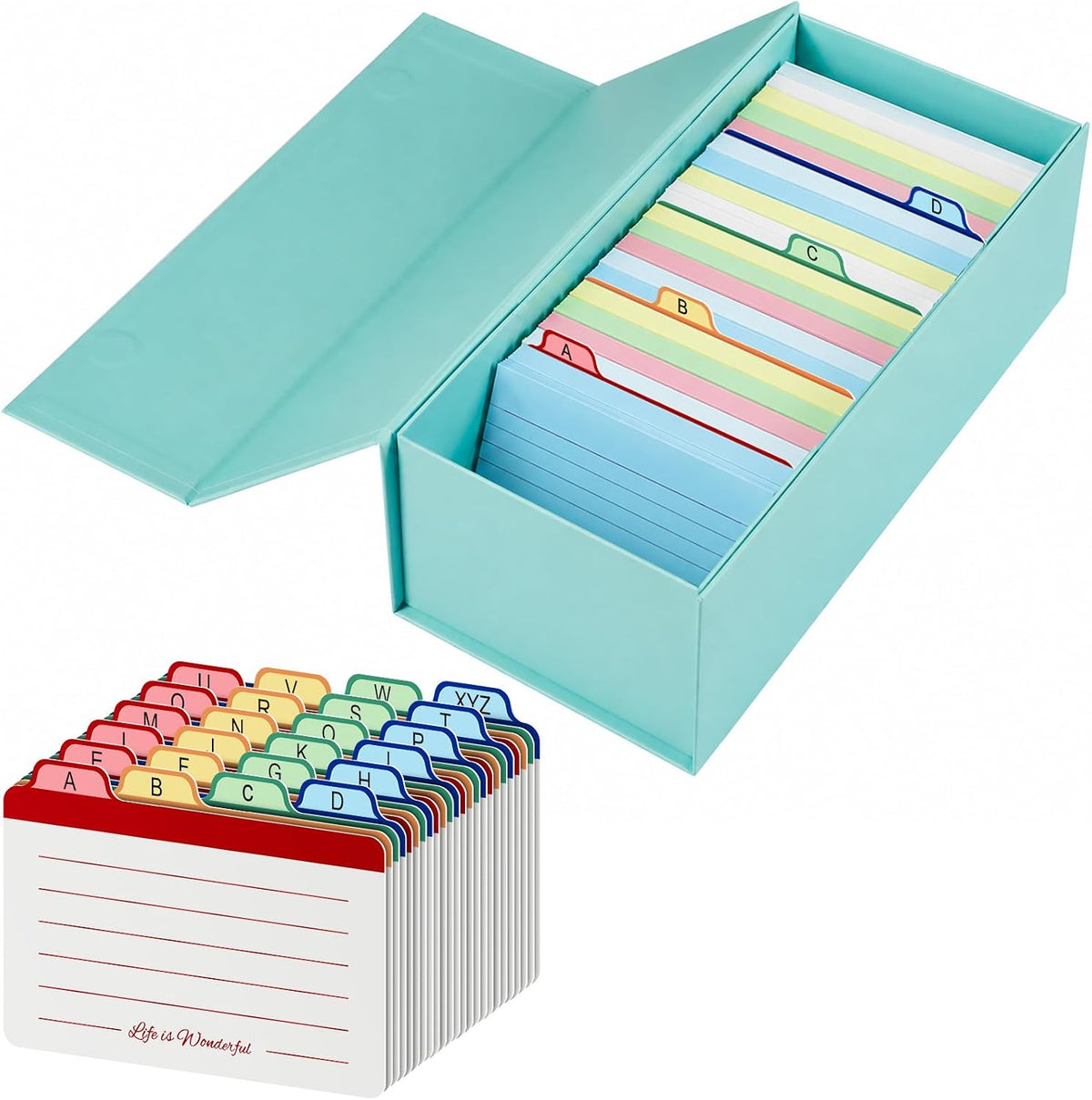 Uniclife 3x5 Index Card Holder with A-Z Tab Dividers, 1500 Card Capacity