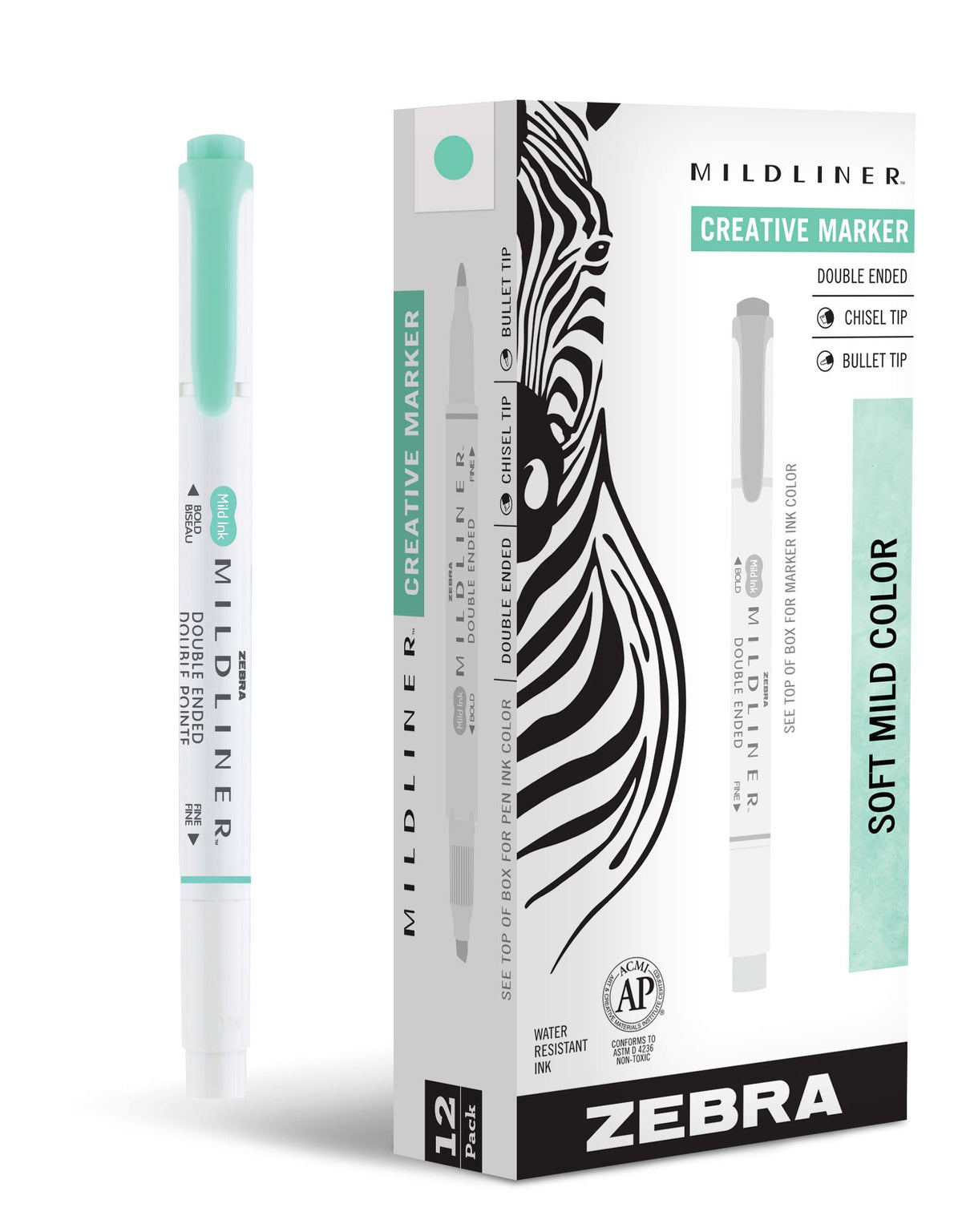 Zebra Pen MILDLINER No Bleed Highlighter, Lemon Yellow, Dual Tip, 12-Pack