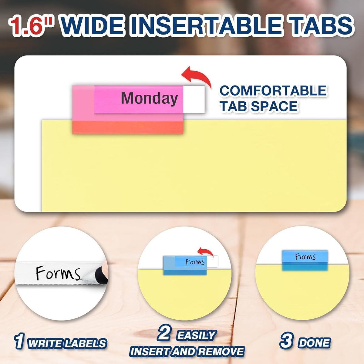 H4D 120 Pack Insertable Binder Dividers with 8 Tabs for 3-Ring Binder