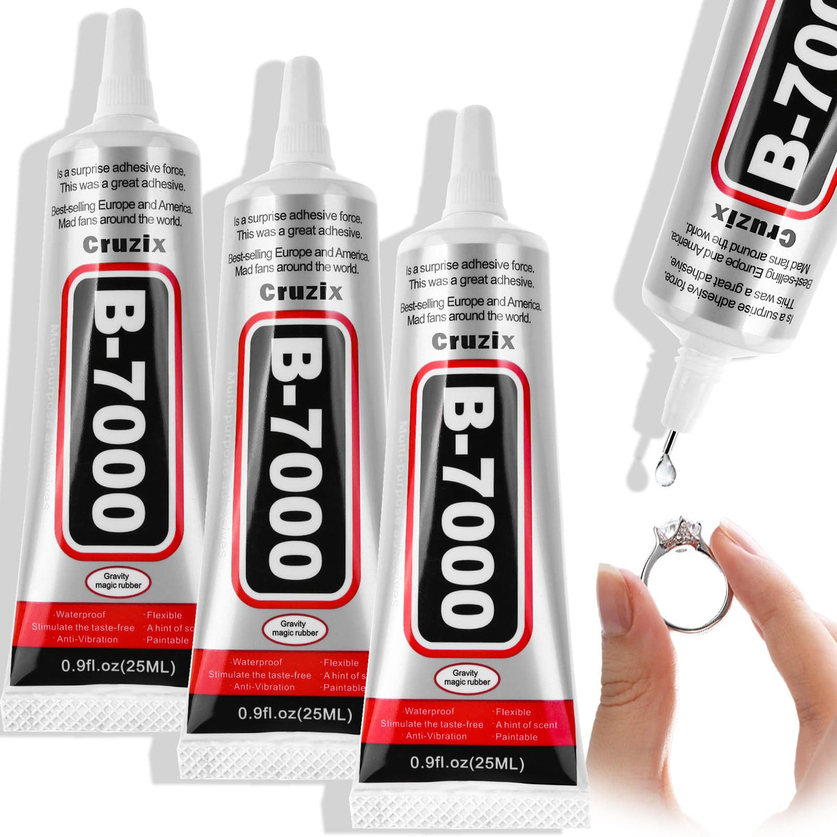 60 Tube B-7000 Glue 15Ml/0.5 fl oz- Strong Transparent Rhinestone Glue with Precision Tip, Waterproof, Flexible, Bulk B7000 Glues Paste Adhesive for DIY Craft Jewelry Making Shoes Phone Repair