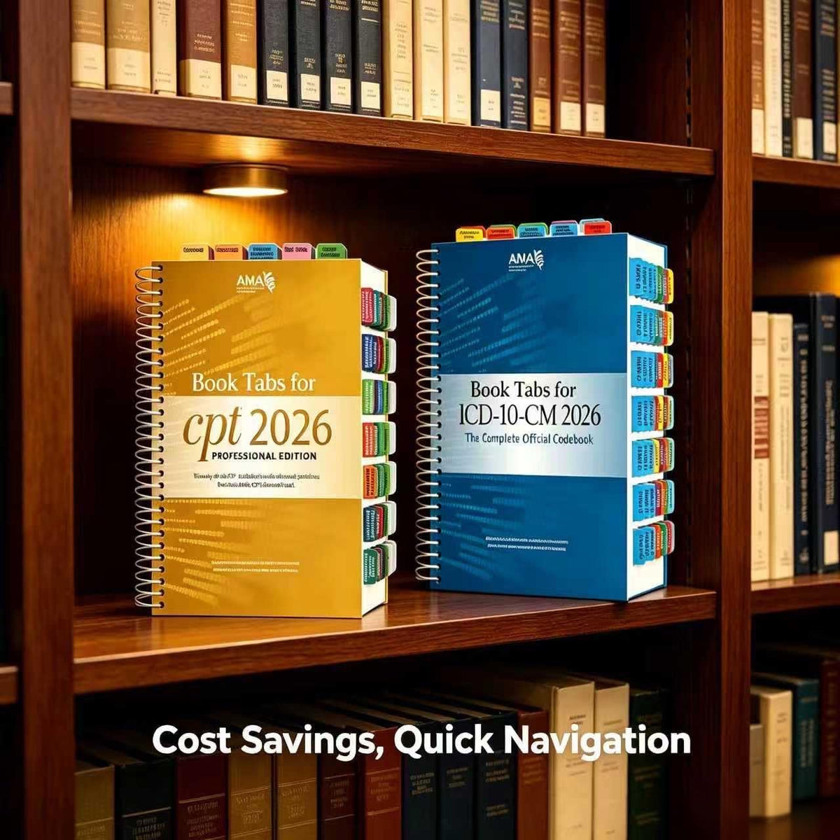 Index Tabs for CPT & ICD-10-CM AMA 2027 Version, 2 Set Bundle, Complete Book Tabs Set (Book not Included), Color-Coded with Code Ranges, Laminated & Waterproof & Repositionable