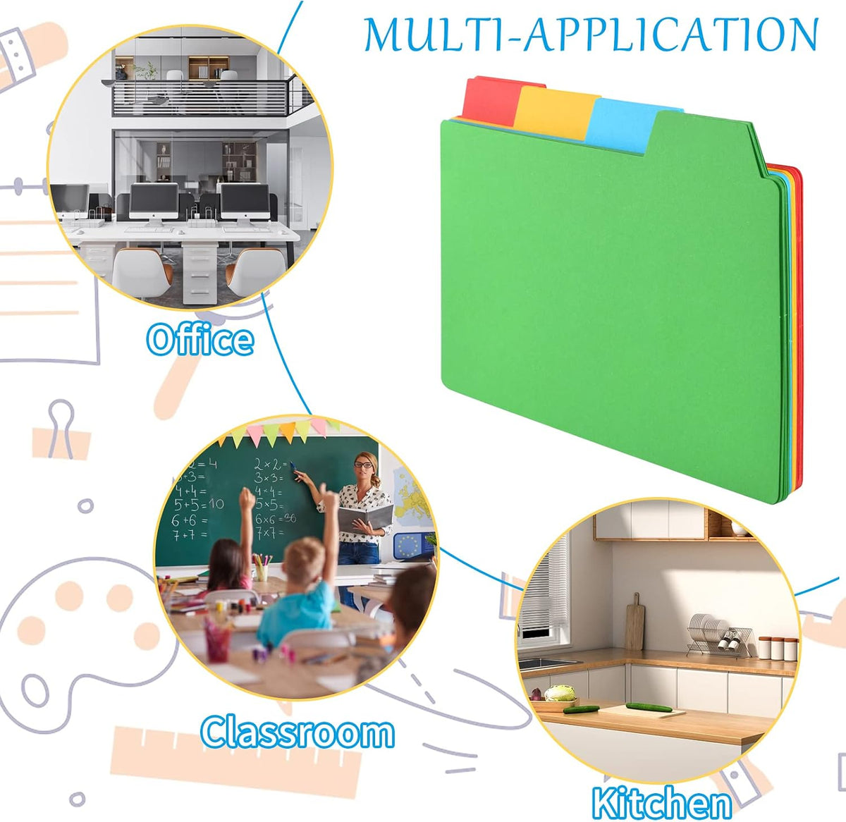 96 Pcs 5x8 Index Cards Dividers With Blank Tabs - Color Note Cards for Studying, Working, Office, School, Business, Home