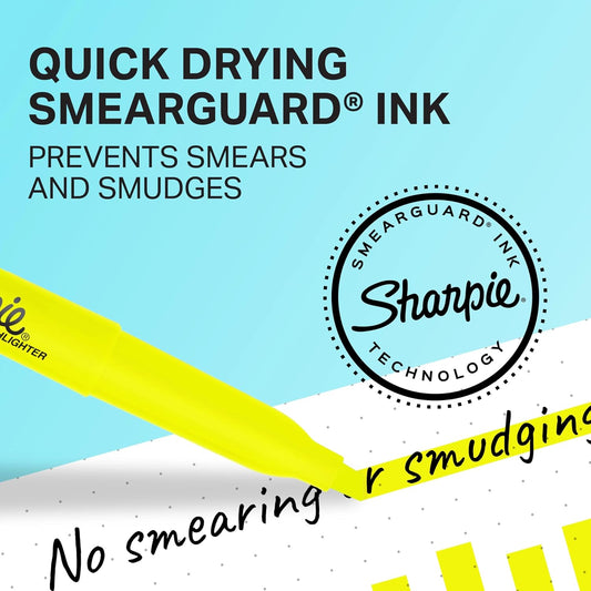 Sharpie Pocket Highlighters, Fluorescent Yellow, Smear-Resistant, Chisel Tip, 36 Count - Classroom, Back to School Essentials, Teacher Supplies