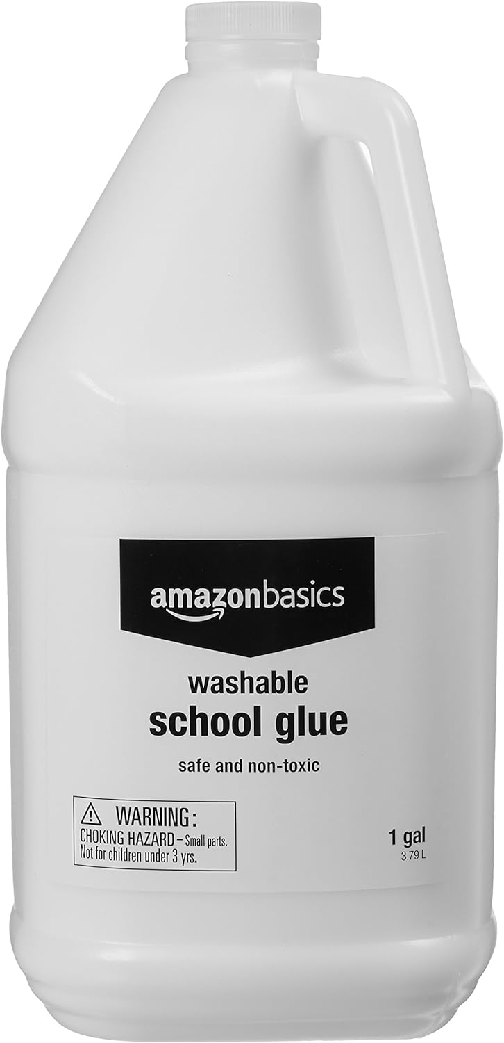 Amazon Basics All Purpose Washable School Craft Liquid Glue for Making Slime, Arts and Crafts, White, 1 Gallon, Single Pack