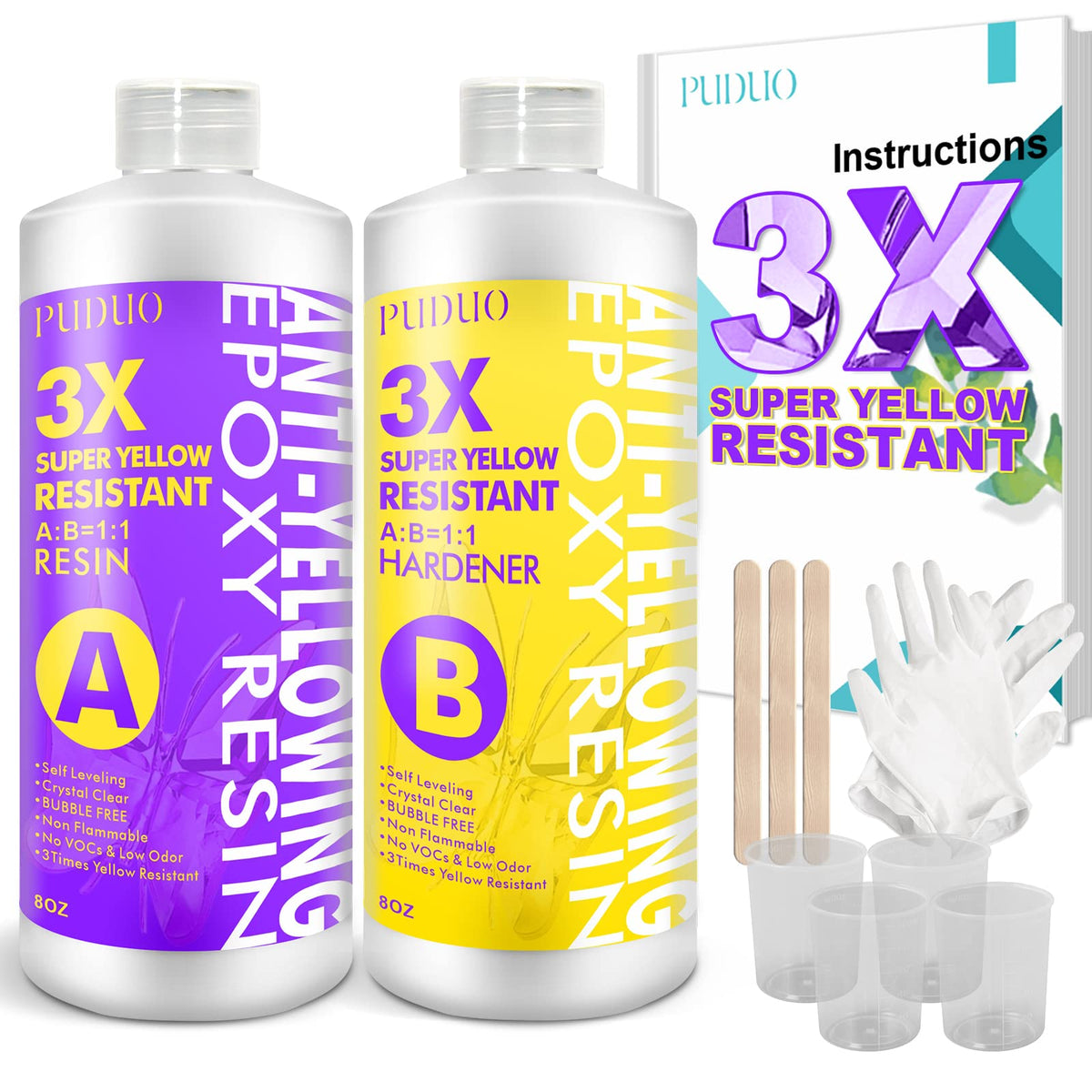 Puduo Epoxy Resin Kit 72OZ, Newly Formulated Crystal Clear Epoxy Resin