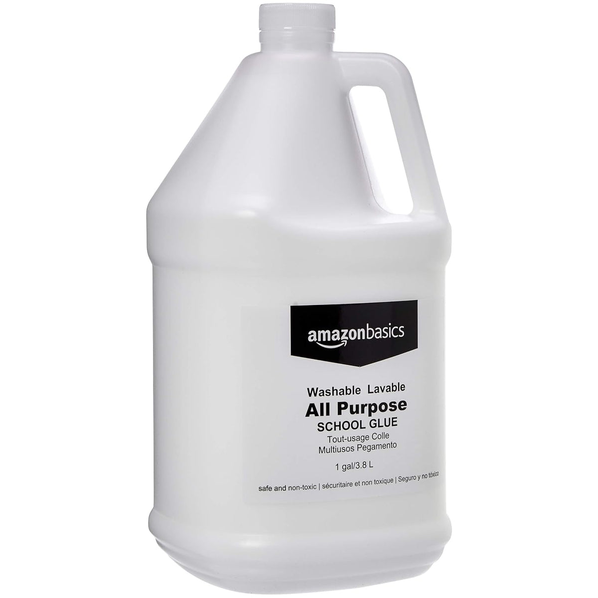 Amazon Basics All Purpose Washable School Classroom Liquid Glue, Great for Making Slime, No-Run Formula, 1 Gallon Bottle, 2-Pack, White