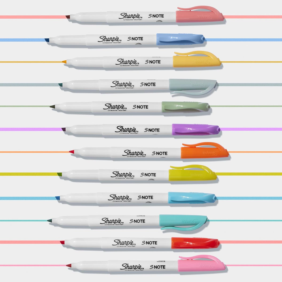 Sharpie S-Note Creative Colouring Highlighter Pens | Marker Pen to Write, Draw & More | Assorted Pastel Colours | Chisel Tip | 12 Count
