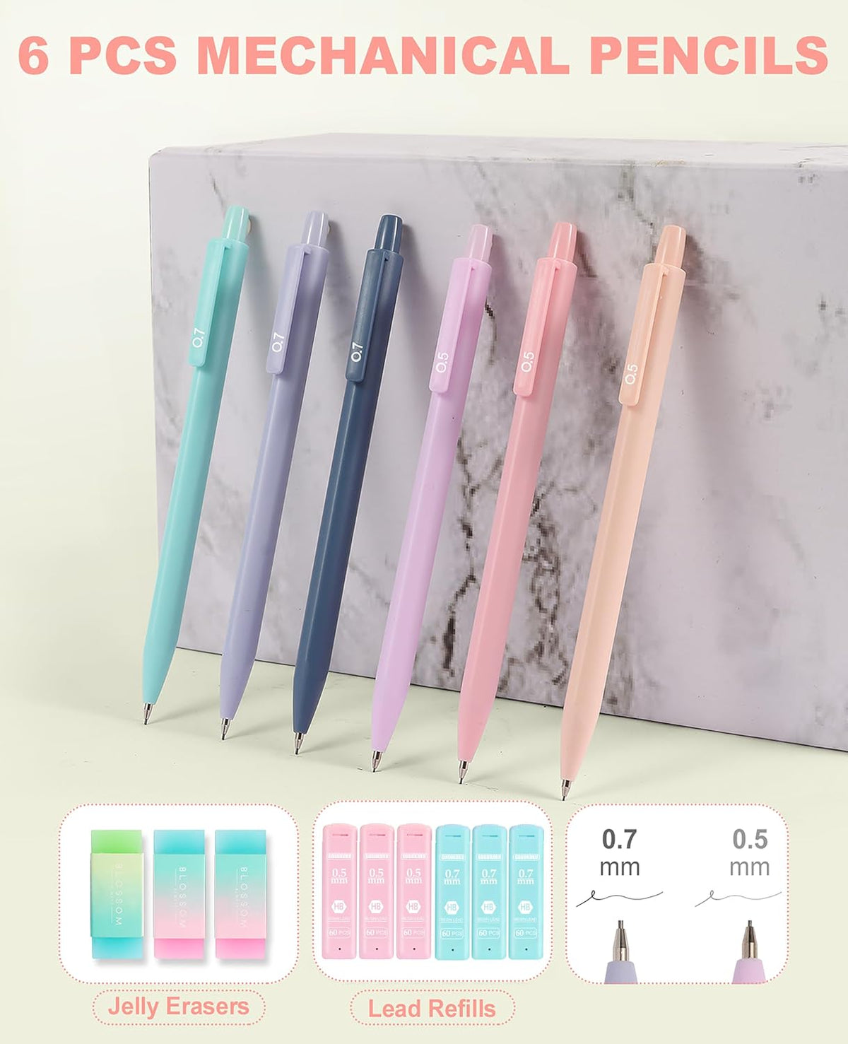 56 PCS Aesthetic School Supplies with Large Pencil Case, 5 Inspirational Ballpoint Pens, 12 Pastel Highlighters, 5 Black Ink Gel Pens, 6 Mechanical Pencils 0.5-0.7mm College Student Essentials (Pink)