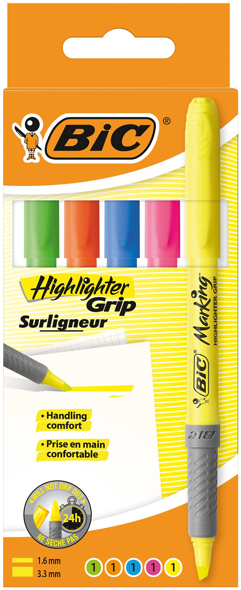 BIC Highlighter Collection Box, Assorted Intense and Pastel Colours, in Convenient Metal Gift Box, Pack of 15