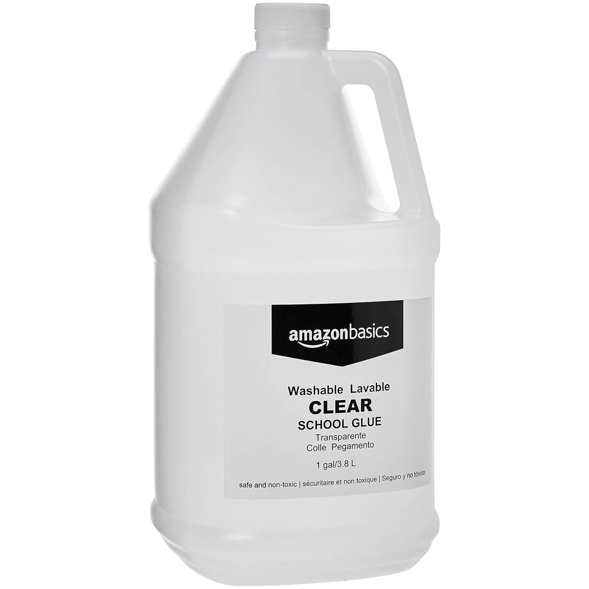 Amazon Basics All Purpose Washable School Classroom Liquid Glue, Great for Making Slime, No-Run Formula, 1 Gallon Bottle, 2-Pack, White