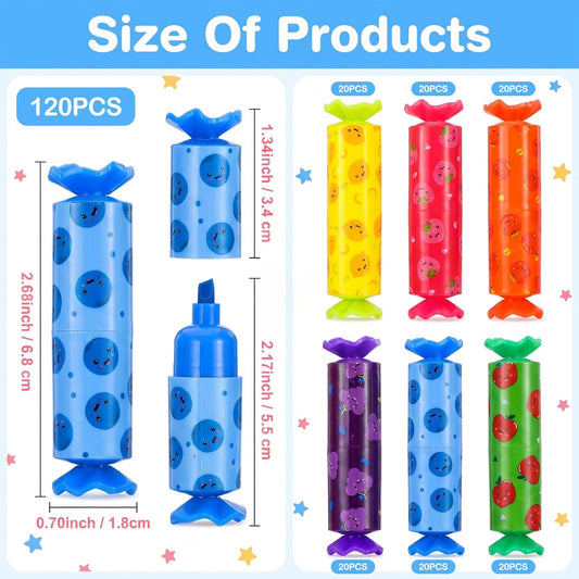 120 Pcs Fun Highlighters, Mini Pastel Chisel Tip Cute Highlighters