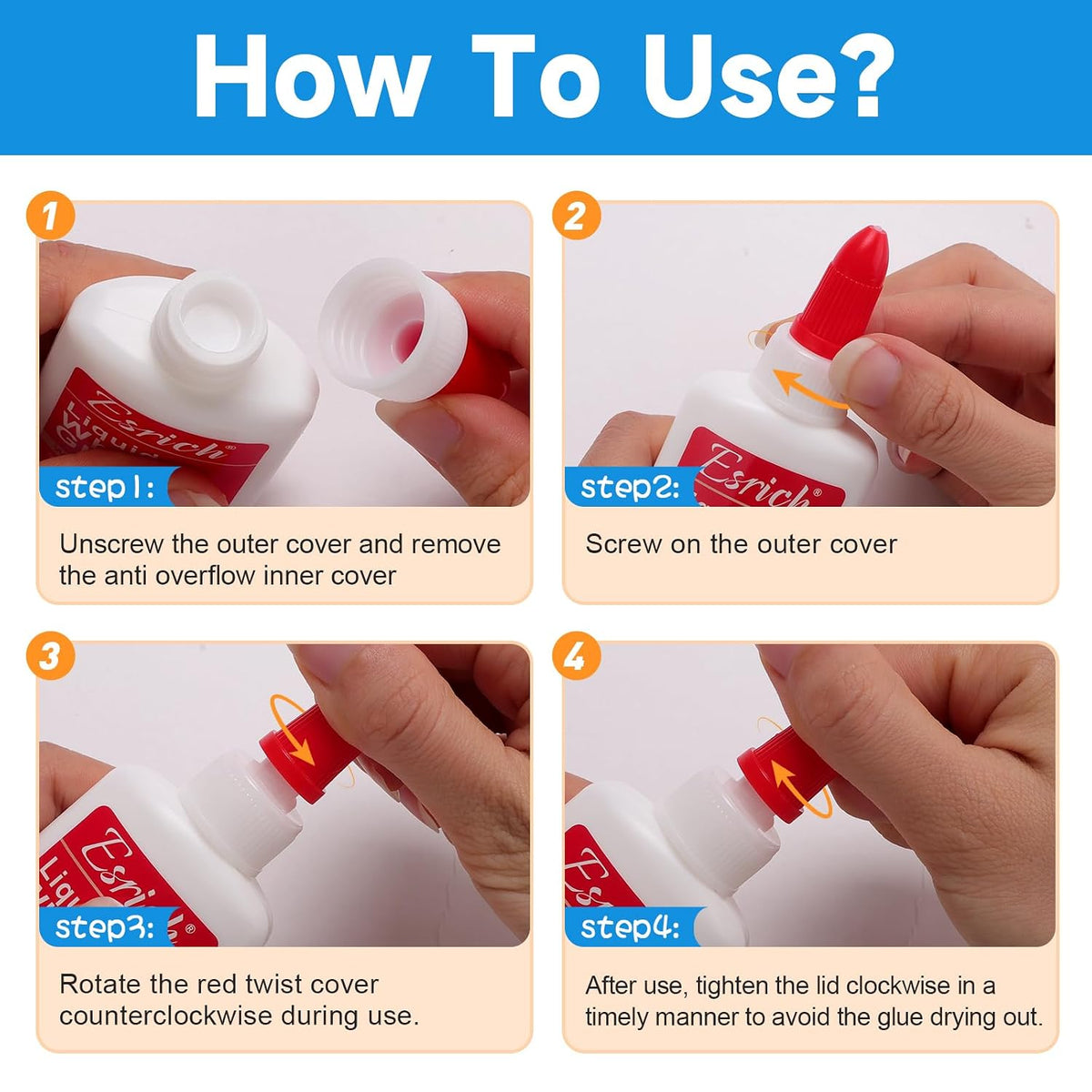ESRICH 30 Pack White Liquid Glue for Kids, 4.2 fl oz, Slime & School Crafts
