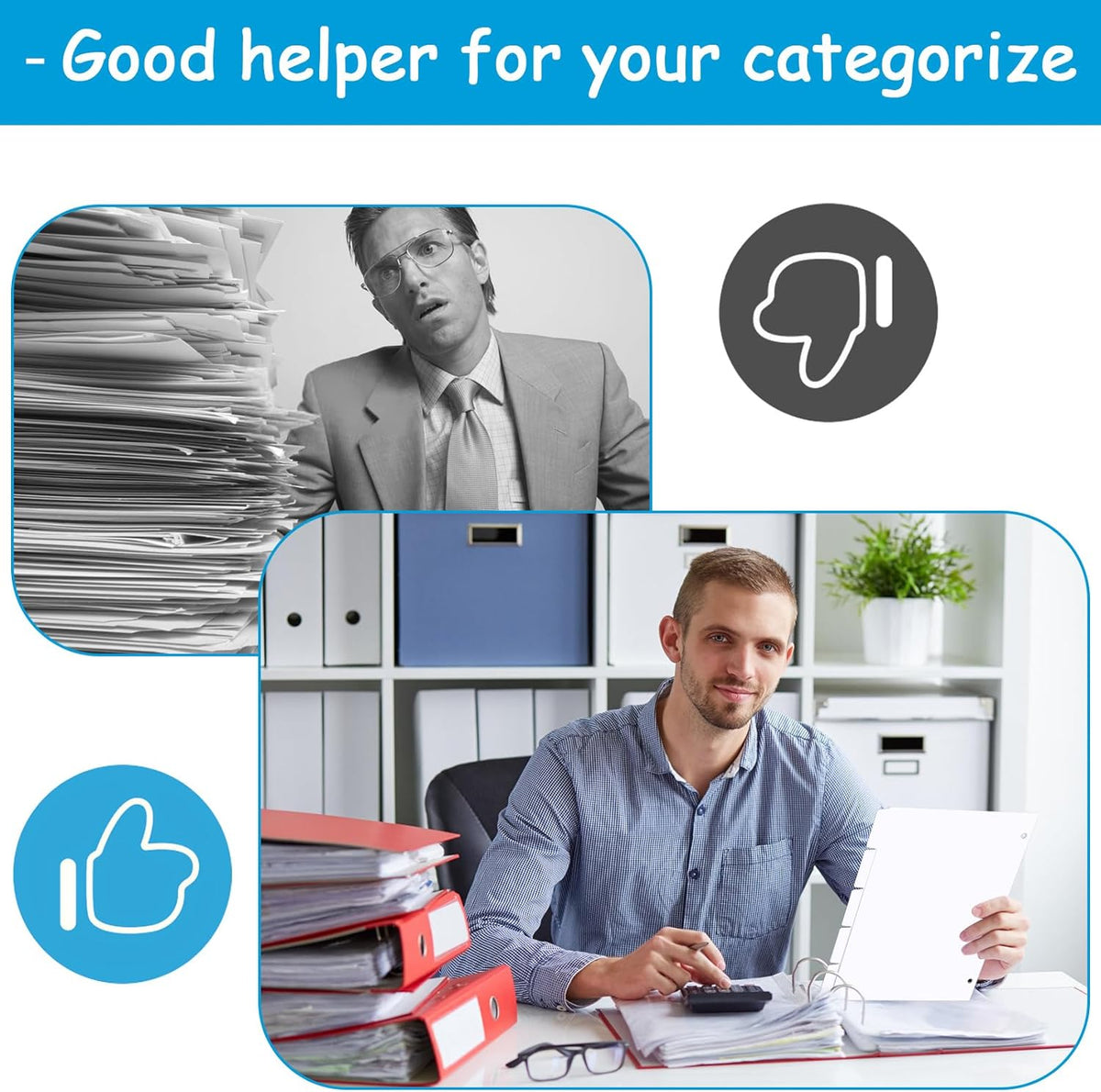 Binder Dividers for 3 Ring Binder, 1/5 Cut Tabs, Letter Size Blank Dividers