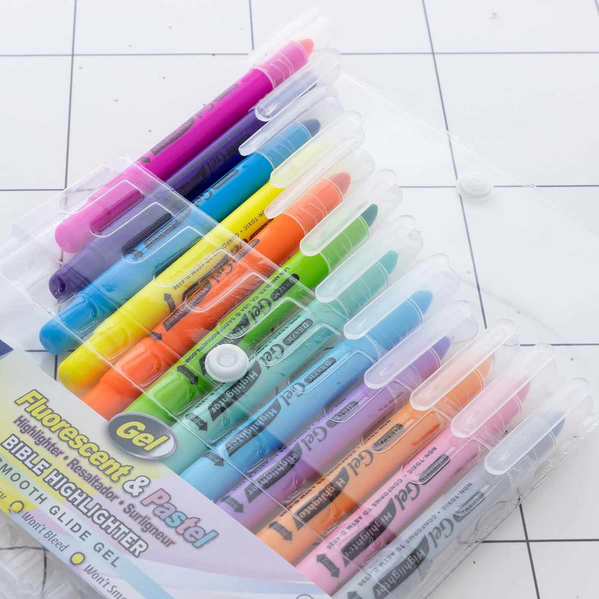 BAZIC PRODUCTS Gel Bible Highlighters, 12 Colors, No Bleed, 2-Pack
