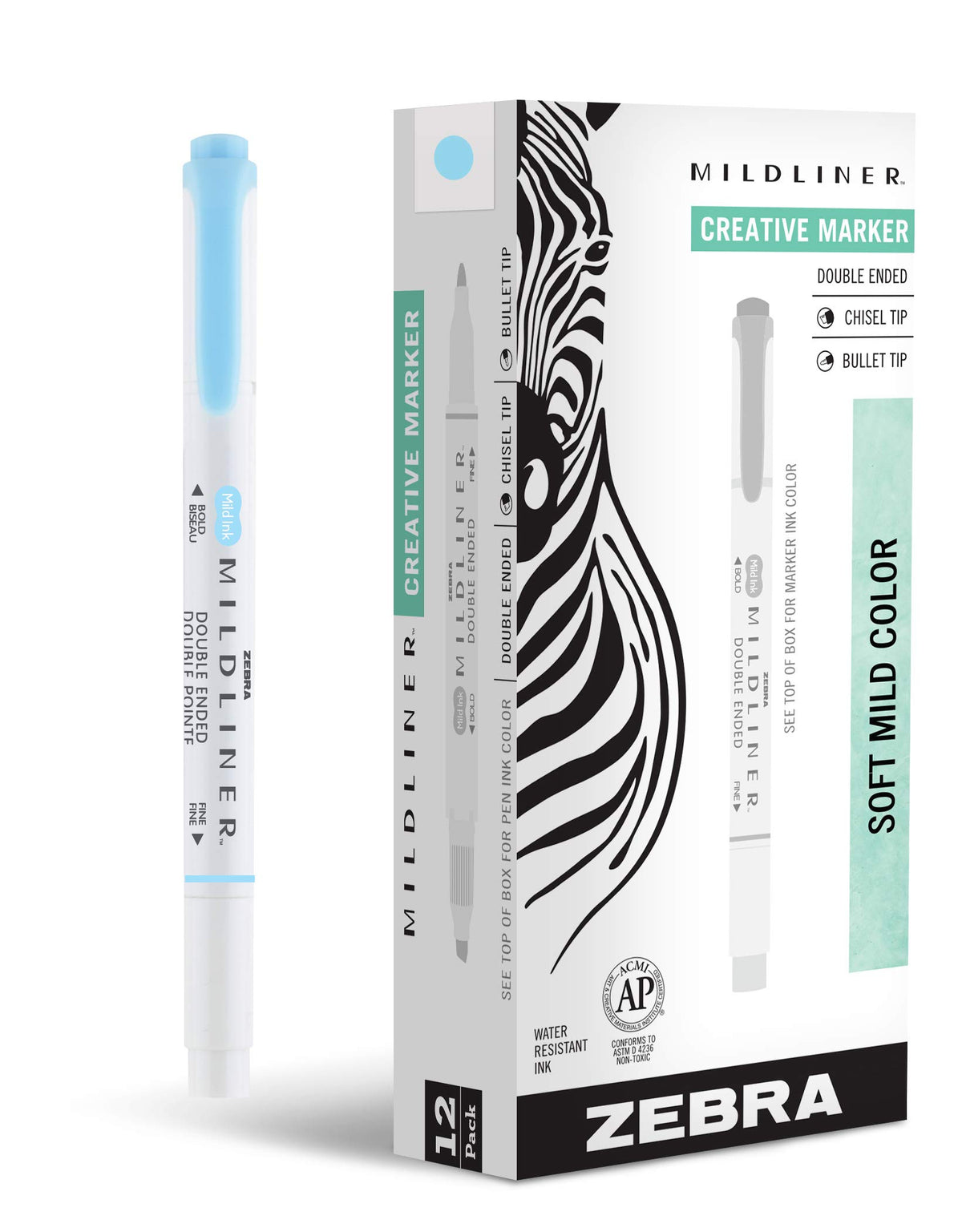 Zebra Pen MILDLINER No Bleed Highlighter, Lemon Yellow, Dual Tip, 12-Pack