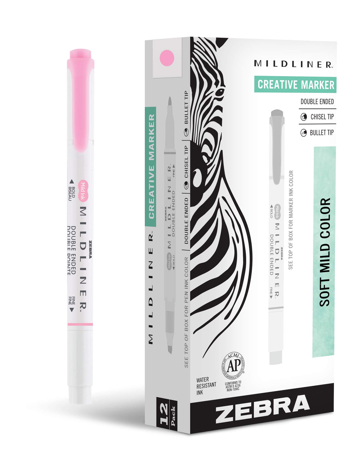 Zebra Pen MILDLINER No Bleed Highlighter, Lemon Yellow, Dual Tip, 12-Pack