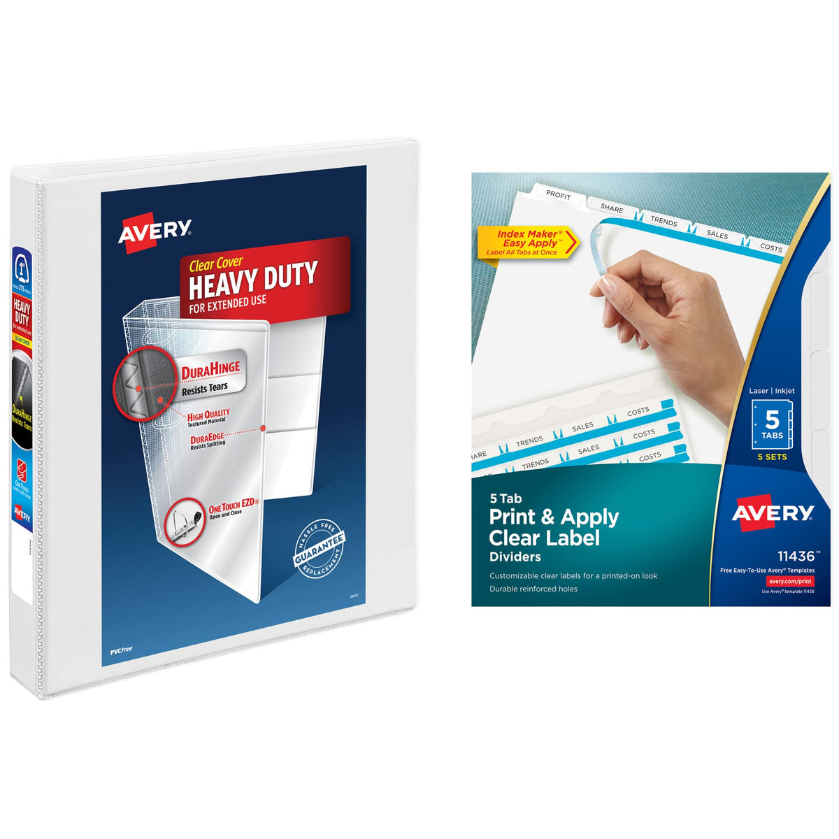 Avery Index Maker Clear Label Dividers, 8-Tab, White, 25 Sets