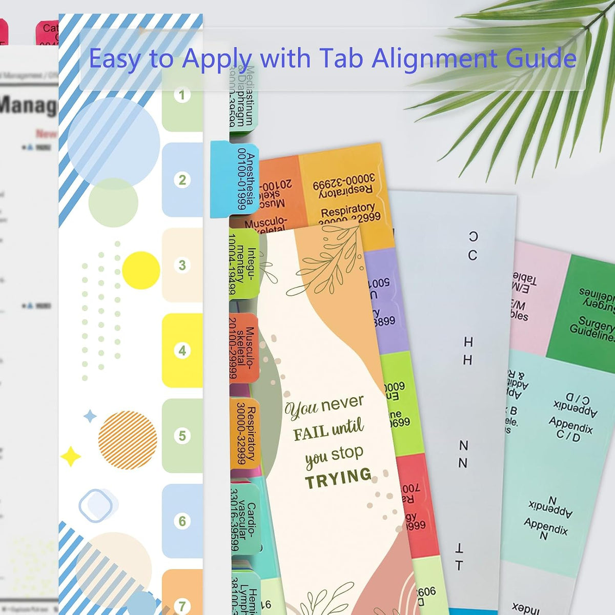Index Tabs for CPT 2026 & ICD-10-CM 2026 Codebook (AAPC Version), Color-Coded & Laminated, Printed Tabs with Blank Ones, Alignment Guide and Page Numbers Sheet Included, Tear-Resistant & Waterproof