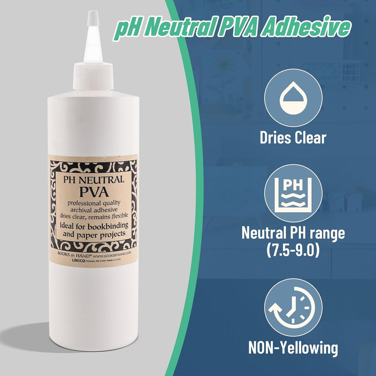 Lineco PH Neutral PVA Adhesive, Dries Clear, 16 Ounce, Pack of 2