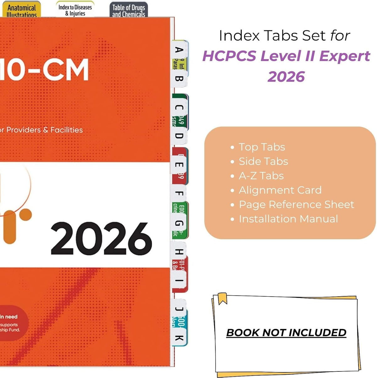 Index Tabs Bundle for CPT 2026, ICD-10-CM 2026 & HCPCS Level II 2026 | Complete Tabbing Set for 2026 Medical Codebook | Laminated & Color-Coded (Book Not Included)