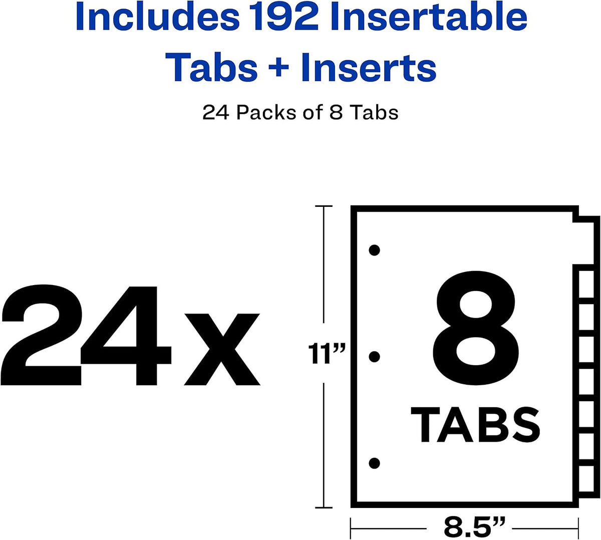 Avery Paper Dividers, Insertable Big Tab, 8-Tab, Clear, 24 Sets