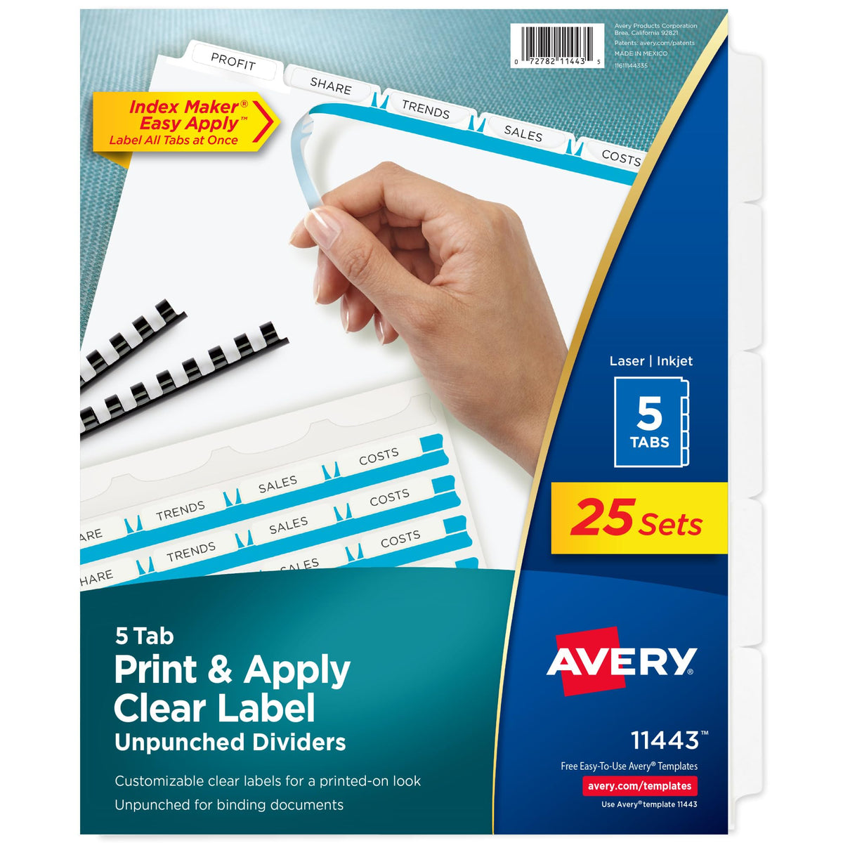 Avery® Index Maker® Clear Label Dividers, 8-Tab, Unpunched, 150 Sets