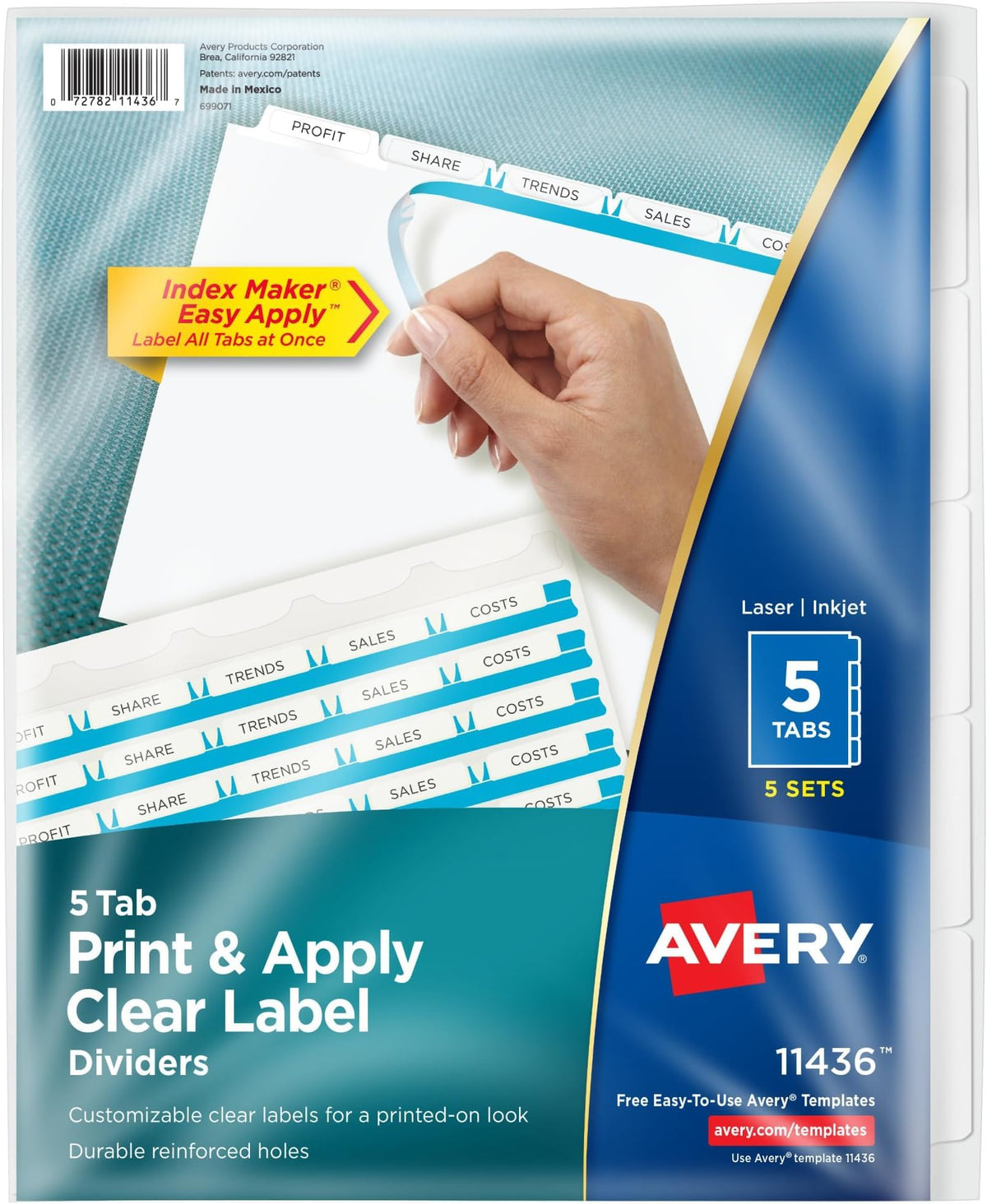 Avery Index Maker Clear Label Dividers, 8-Tab, White, 25 Sets