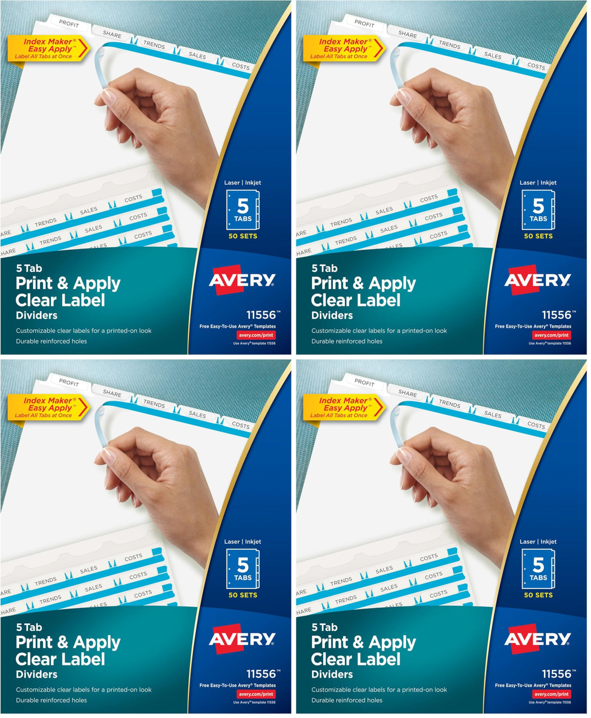 Avery Index Maker Clear Label Dividers, 8-Tab, White, 100 Sets