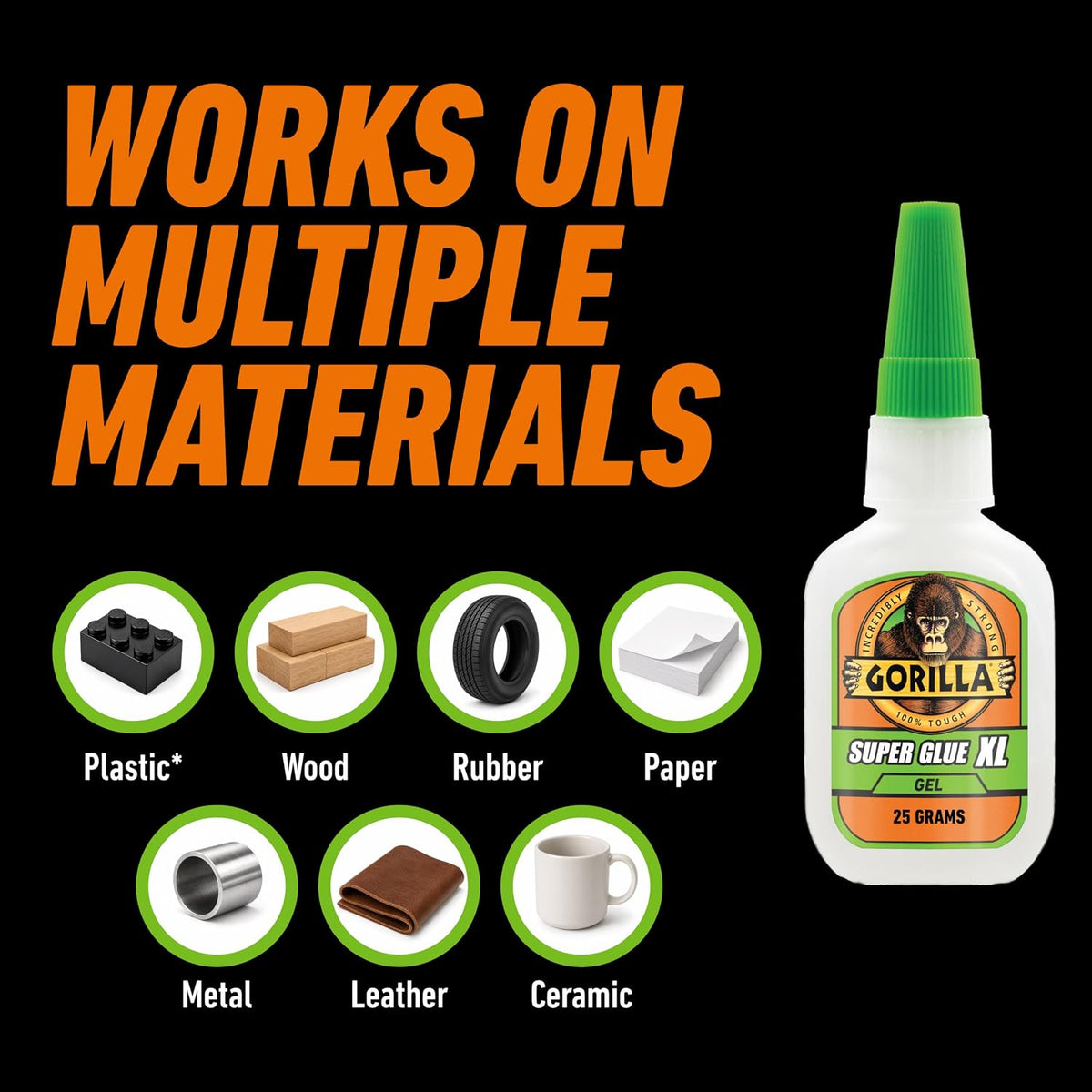 Gorilla Glue Super Glue Gel XL, Fast-Setting, Thicker Controlled No Run Formula, Anti-Clog Cap, Versatile Cyanoacrylate Glue, 25g, Clear (Pack of 2)