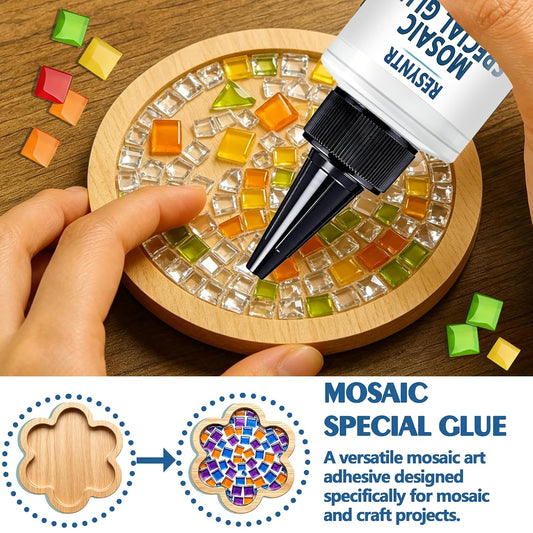 3-Pack 60ml Mosaic Glue, Waterproof Adhesive for DIY Crafts – Non-Toxic, Clear Drying, No Drip, for Glass, Ceramic, Wood, Plastic, Indoor & Outdoor Use (180ML)